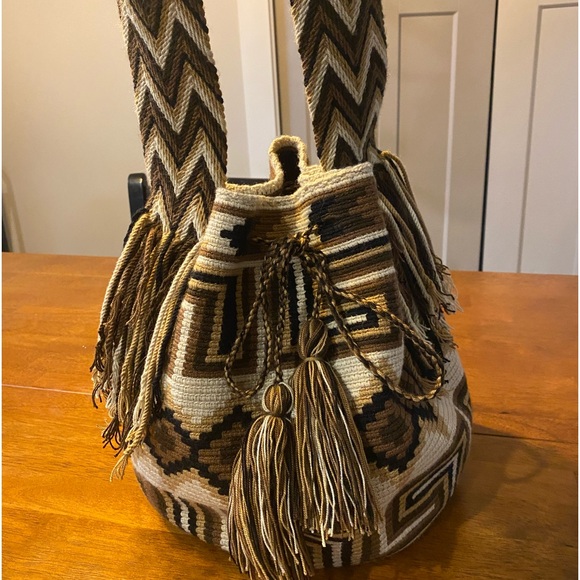 Bohemian Crossbody Bag. Indigenously Handmade by skilled artists. Brown shades. - Picture 6 of 13